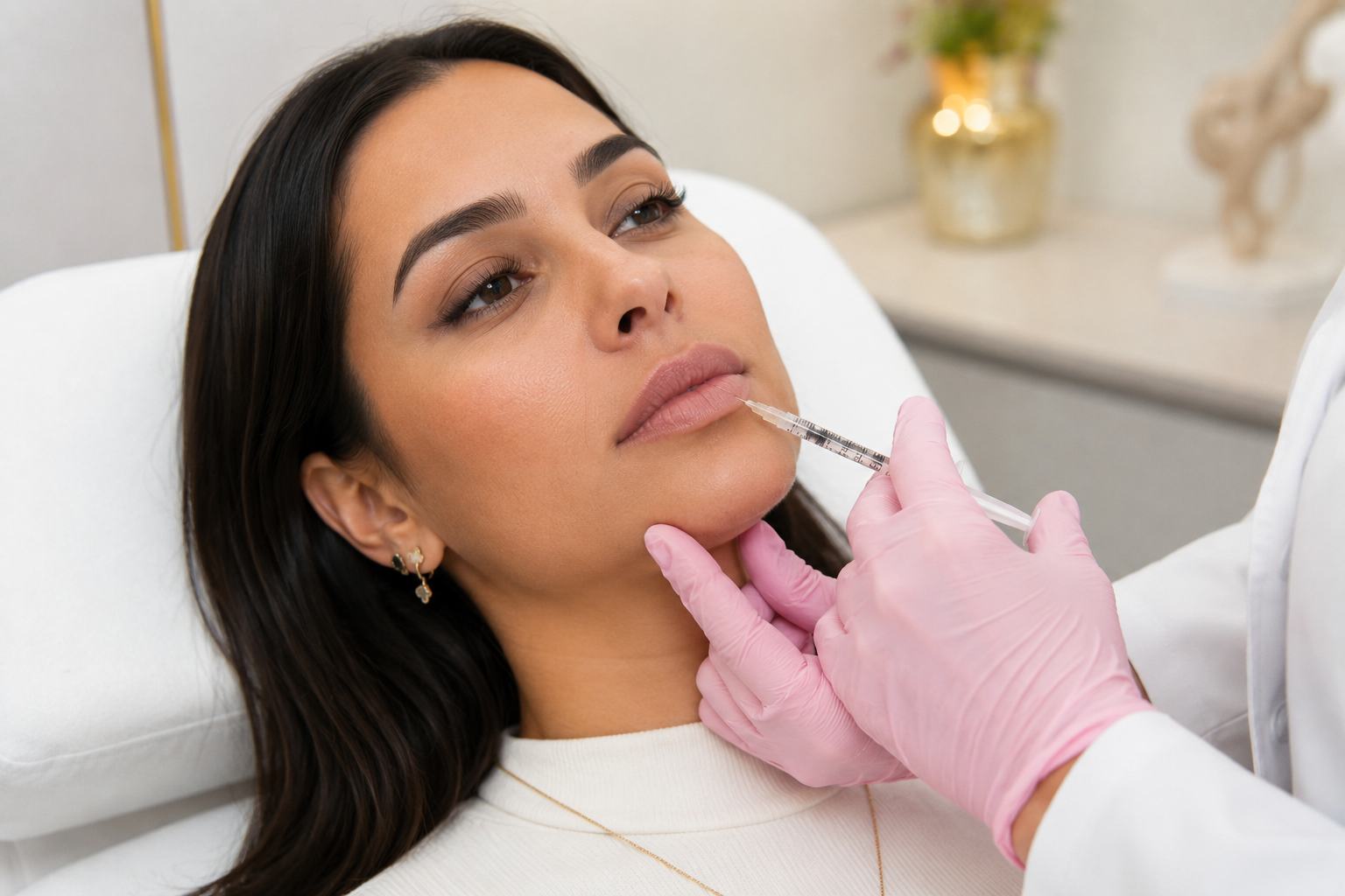 Preenchimento labial delicado com ácido hialurônico